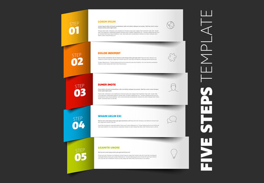 Five Steps Vertical Infographic Template with Minimalist Banners