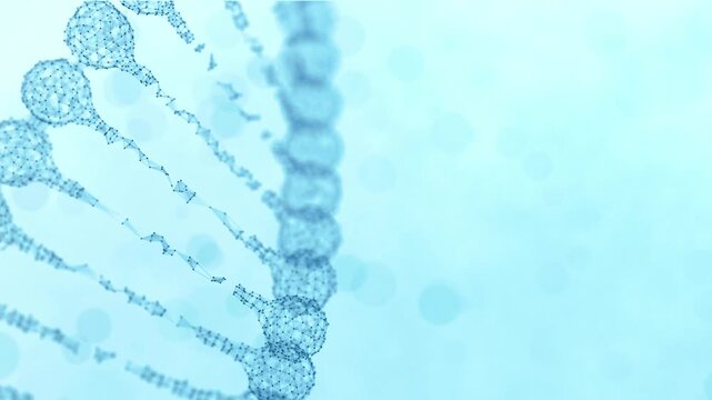 Rotating plexus DNA chain light blue version Glowing Genetic Double Helix and Digital Technology Network in 4K Ultra HD footage
