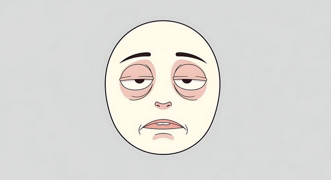 Bored Facial Expression Character with Tired Eyes and Droopy Mouth