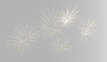 Obraz premium Abstract fireworks trails on gray and black background, realistic golden salute rocket launch or sparks texture