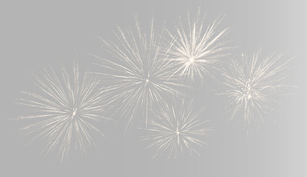 Abstract fireworks trails on gray and black background, realistic golden salute rocket launch or sparks texture