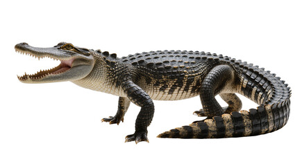 Fototapeta premium American alligator with open mouth showing sharp teeth and scales