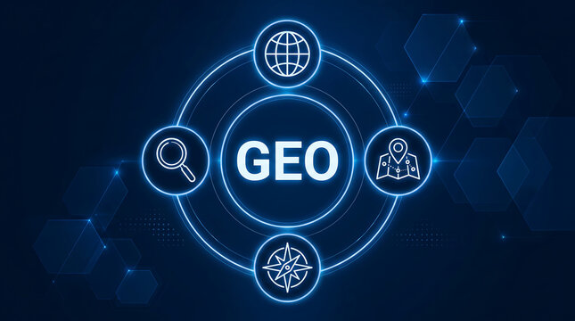 Generative Engine Optimization (GEO) acronym representing strategies to improve AI-generated content visibility in search engines and conversational AI.