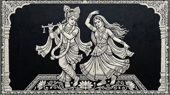 Traditional Indian couple dancing in ornate attire and jewelry