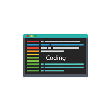Coding on computer screen display.
