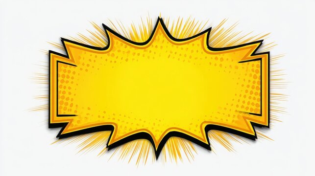 Speech bubble illustration showcases a jagged yellow comic book frame on a plain white background that provides ample space for text.