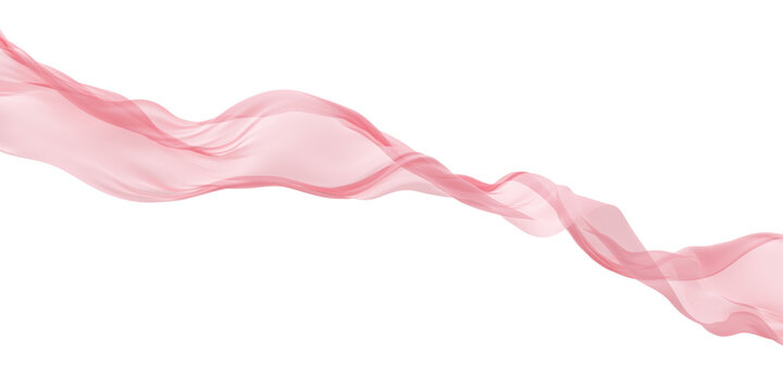 Luxury soft peach chiffon sheer fabric flowing in the wind isolated on transparent background design element for fashion, cosmetic branding and wedding 3D render