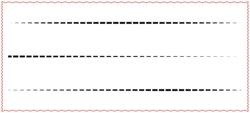 Three horizontal dashed lines of varying thickness and opacity on a white background with a decorative border illustration vector design
