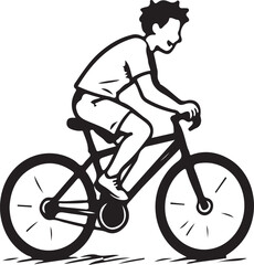 Naklejka premium Young boy riding a bicycle fast outside as a happy child enjoying outdoor exercise and active lifestyle in summer time