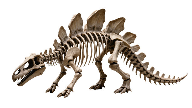 Stegosaurus dinosaur skeleton fossil, ancient reptile bones