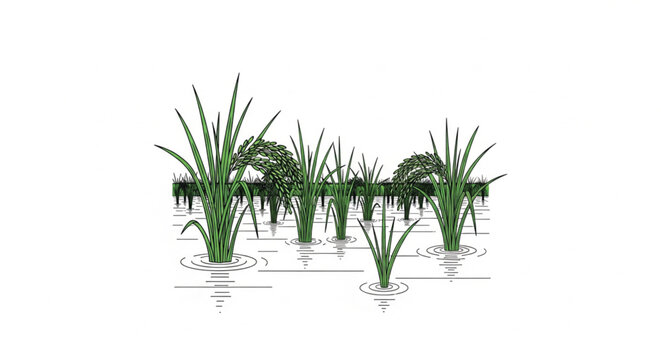 Green plants in water surface.