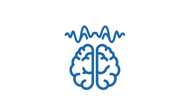 A blue icon showing a human brain with abstract waves above it