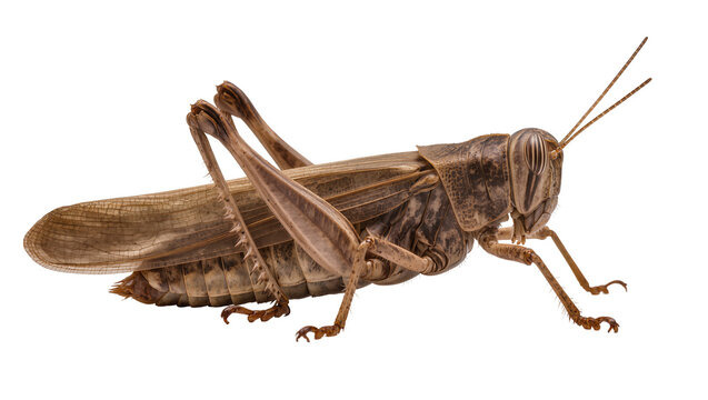 Brown grasshopper insect with detailed body and legs
