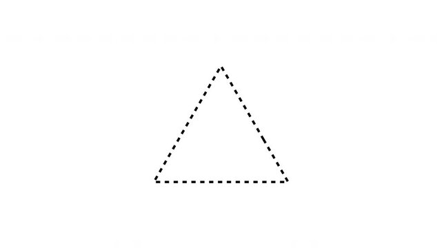 Tringle dashes line animation on white background. Black Triangle Outline Formed. 4K video