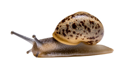 Garden snail with patterned shell and antennae © Julia