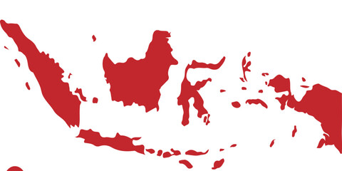 Hand drawn sketch of Indonesia map with white and red background, vector,  © Bunga