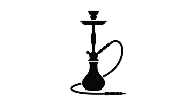 hookah silhouette on white background black outline