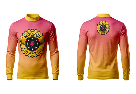 T Shirt Neck Long Sleeve Top Mockup