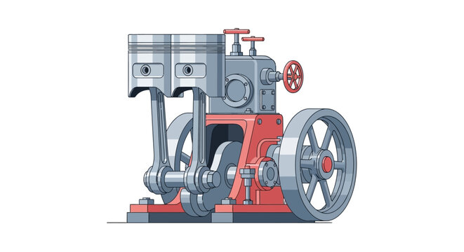Vintage Industrial Piston Engine - Retro Mechanical Power Machine