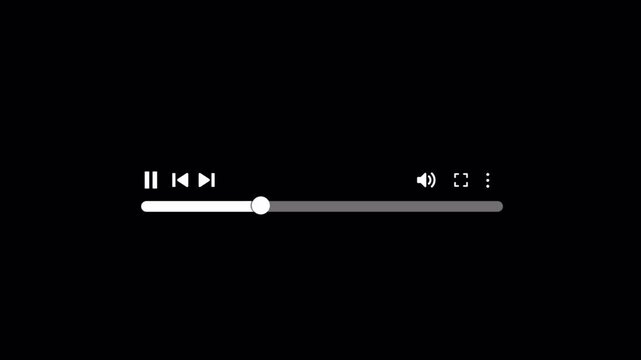 Animated Media Player Control Bar UI Interface on Black Background