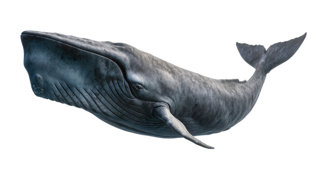 Large blue whale swimming detailed skin texture, realistic rendering