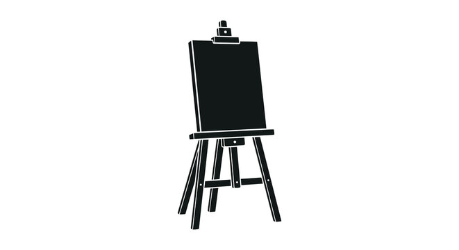 painting easel silhouette on white background art
