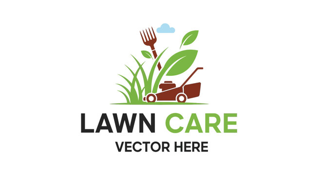 Lawn care and gardening vector logo template.