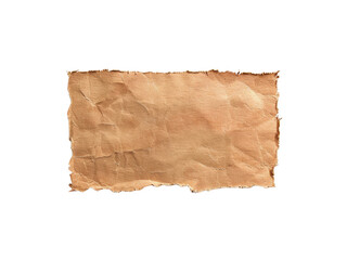 Fototapeta premium Brown torn paper piece with rough edges isolated on transparent background.