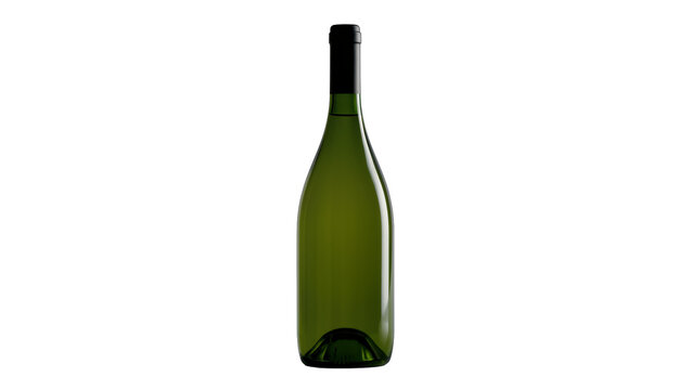 Green glass wine bottle with black cap