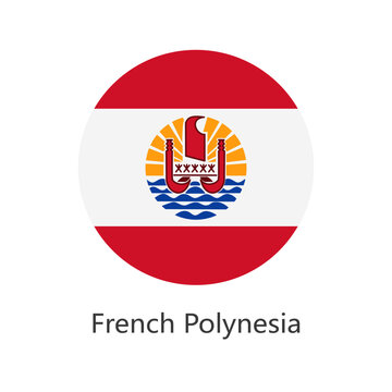 Isolated national flag of French Polynesia. Button flag of French Polynesia. French Polynesia circular flag vector illustration.