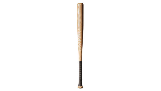 Wooden baseball bat with dark grip