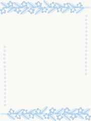 Minimalist blank card template with blue hand drawn floral borders  © Little Joy Designs