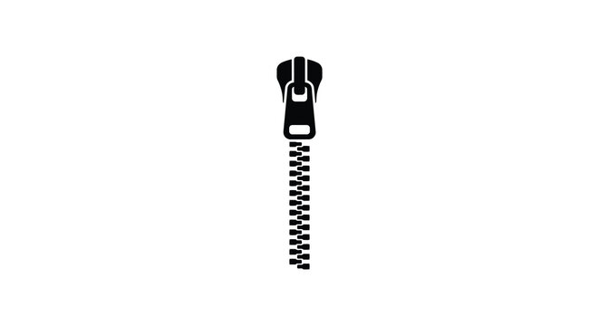 zipper silhouette on white background black fastener