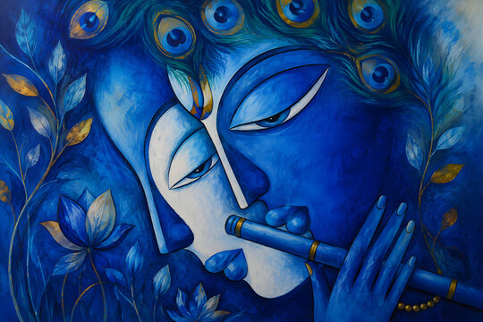 Radha Krishna modern art painting ai genrated 