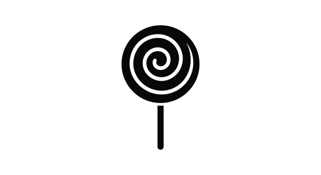 spiral lollipop silhouette on white background black
