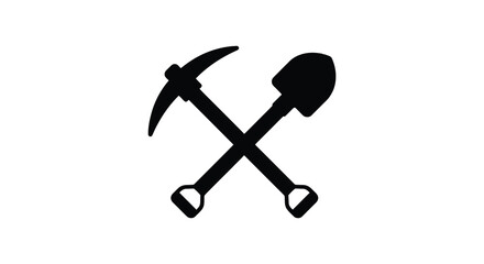 crossed pickaxe and shovel silhouette tools mining © Nasima