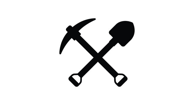 crossed pickaxe and shovel silhouette tools mining