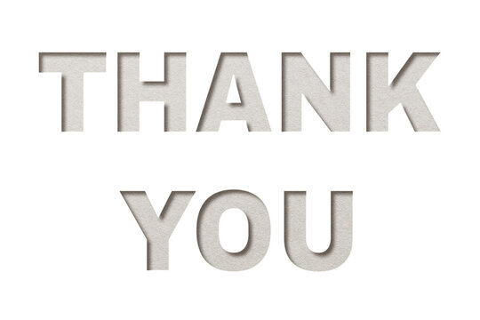 Thank you word png paper cut typography