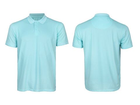 Mint Green Polo Shirt Front and Back Minimal Style Isolated On Transparent Background PNG