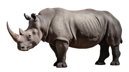 Fototapeta premium White rhinoceros with large horn and thick skin