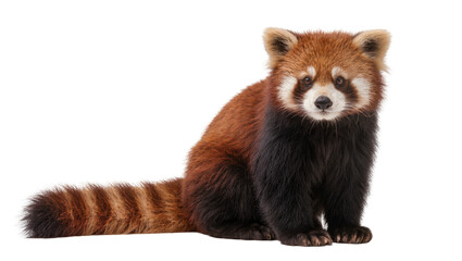 Red panda with bushy striped tail sitting © Hannah