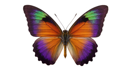 Colorful butterfly with orange purple, and green wings © Hannah
