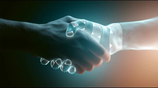 Two hands come together in a close-up display of unity and connection, highlighting the importance of working together and supporting each other