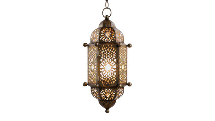 Ornate Moroccan Metal Lantern with Intricate Cutouts and Warm Glow © Hannah