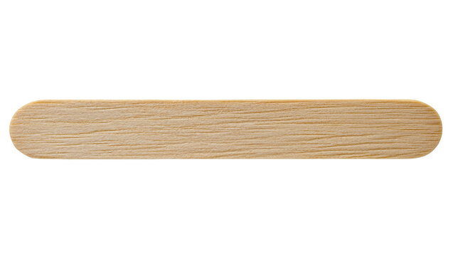 Wooden popsicle stick with rounded ends and wood grain texture