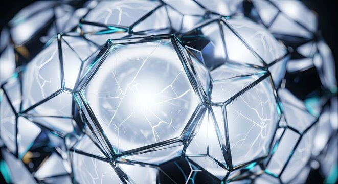 Abstract Geometric Crystal Structure with Glowing Core.