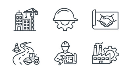 Fototapeta premium Construction and engineering line icons set