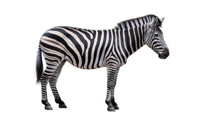 Fototapeta premium Zebra standing profile view black and white stripes