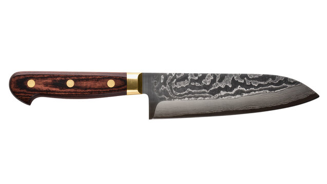 Chef knife with Damascus steel blade and wooden handle
