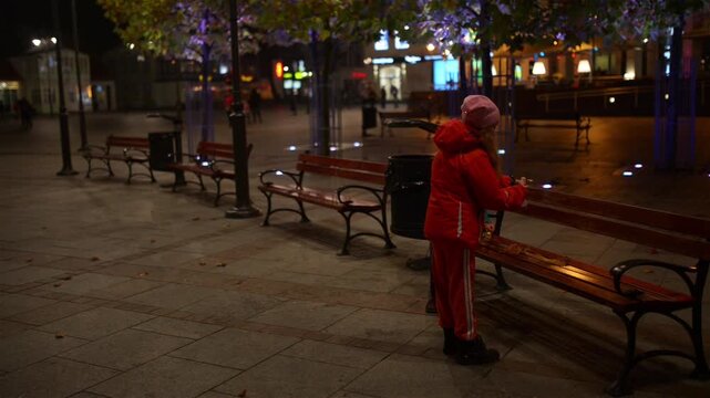 Two little beautiful girls walk Square in Sopot